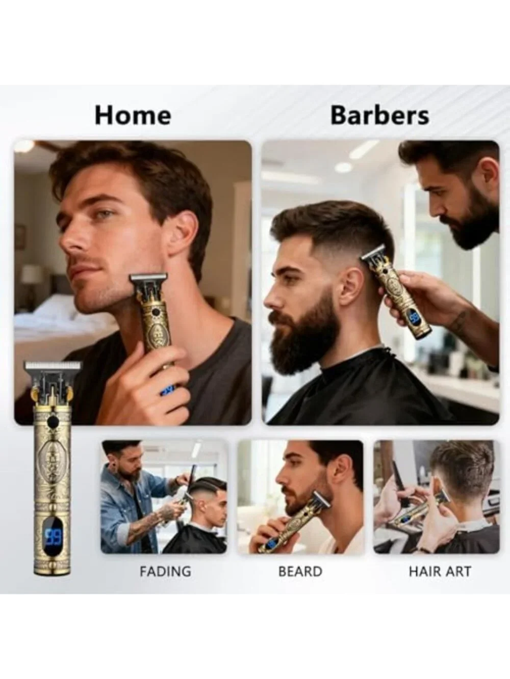 Vintage Professional Beard Trimmer for Men, Zero Gap Hair Clipper, Grooming Tool